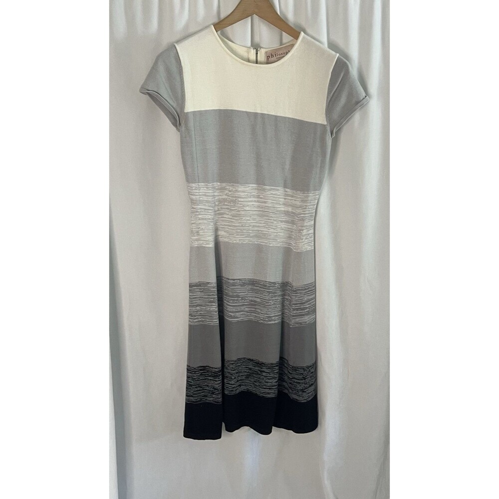 Philosophy Gray shades color block sweater dress w/ zipper small
